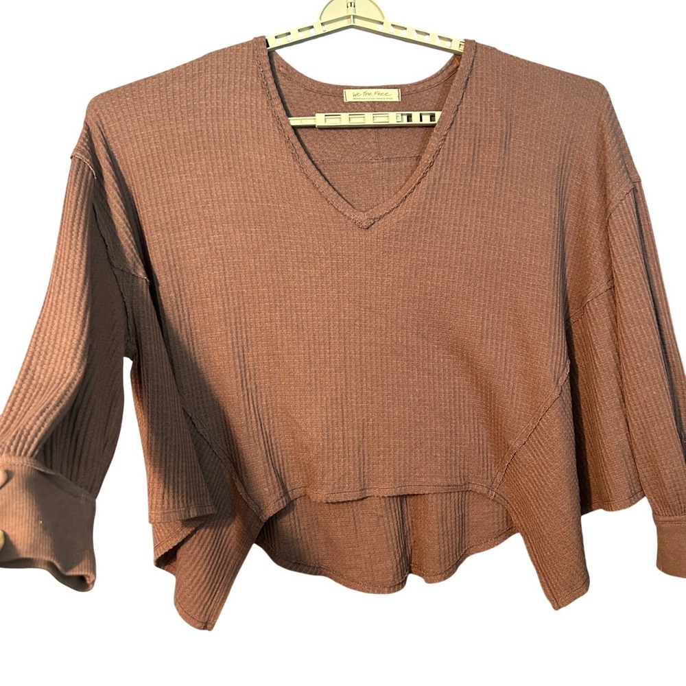 Free People We The Free Womens South Canyon Thermal Top M Brown Boho Whimsigoth